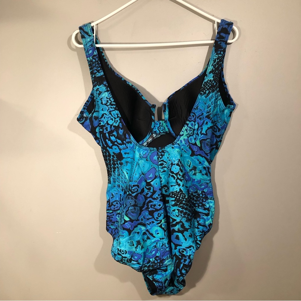 Miraclesuit Vibrant Blue Patterned One Piece - image 4